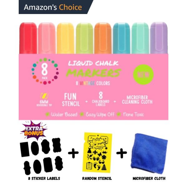 PRO DUAL-TIP LIQUID CHALK MARKERS • 8 PASTEL COLORS + FREE BONUS