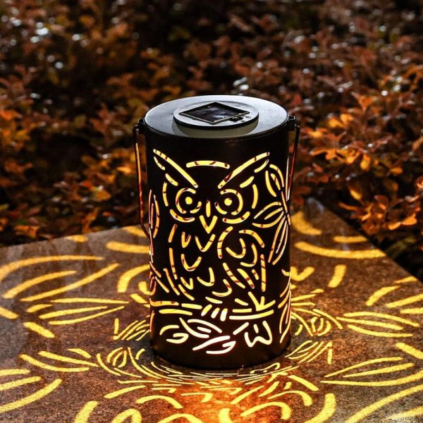 SOLAR LED GARDEN LANTERN • RUSTIC OWL