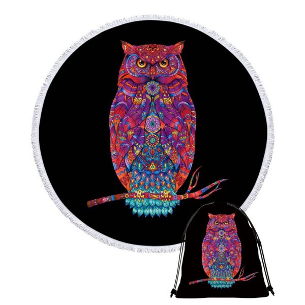TRIBAL OWL • XXL ROUND BEACH TOWEL