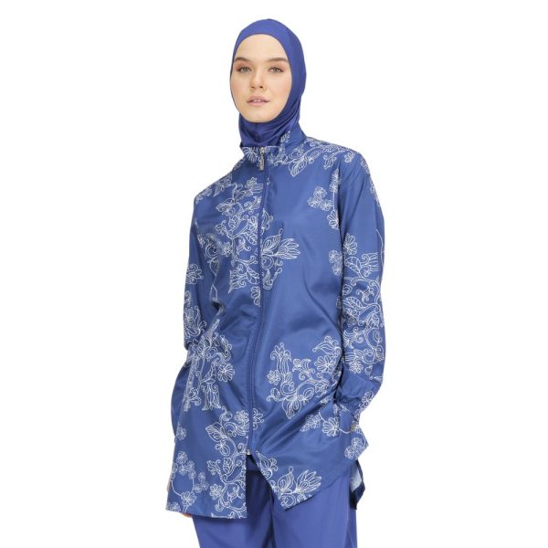 4 Piece Burkini Set • Waterproof Fabric • Blue Floral