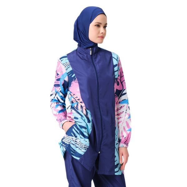 4 Piece Burkini Set • Waterproof Fabric • Blue Tropical