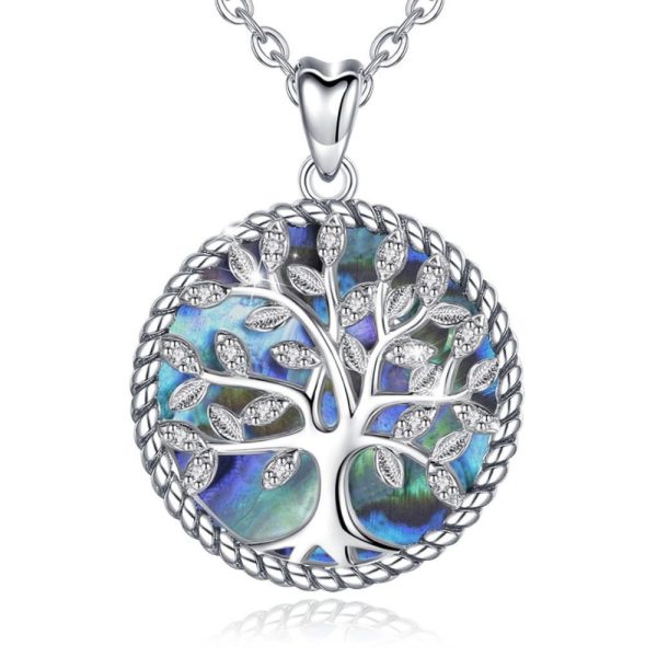 Tree of Life • Rhodium Plated 925 Sterling Silver Mother of Pearl Necklace
