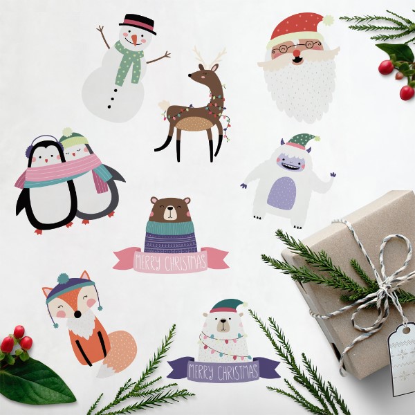 Santa & Animals • Sticker Set