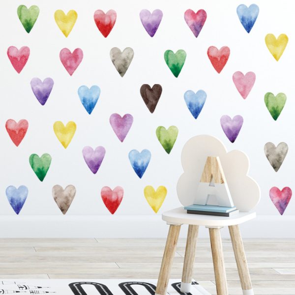 Water Color Colorful Hearts • Sticker Set