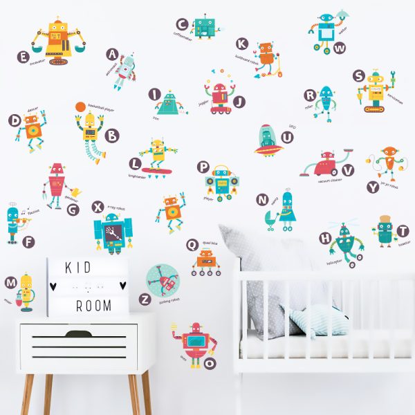 Alphabet Robots • Educational Sticker Set