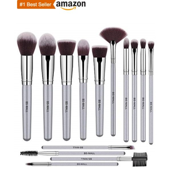 14PC SILVER MAKEUP BRUSH SET