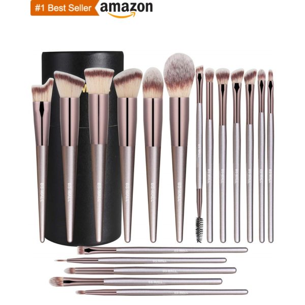 18PC CHAMPAGNE GOLD MAKEUP BRUSH SET