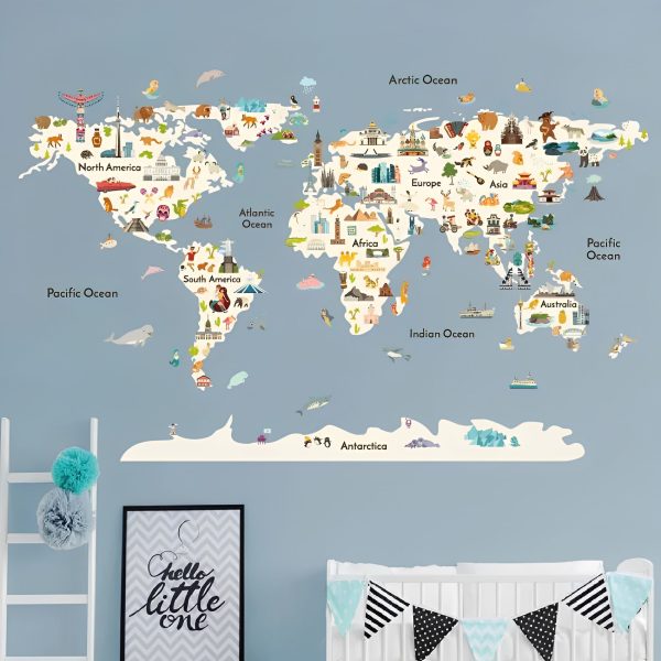 World Landmarks Map • Educational Sticker Set
