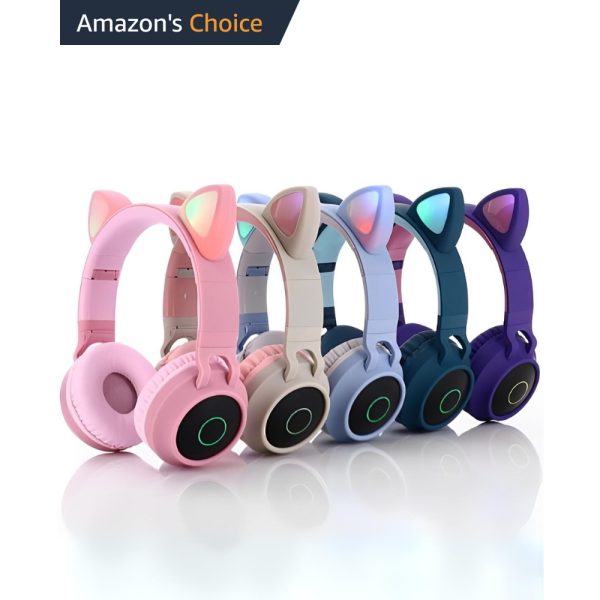 COLORFUL CAT EARS KIDS WIRELESS BLUETOOTH HEADPHONES