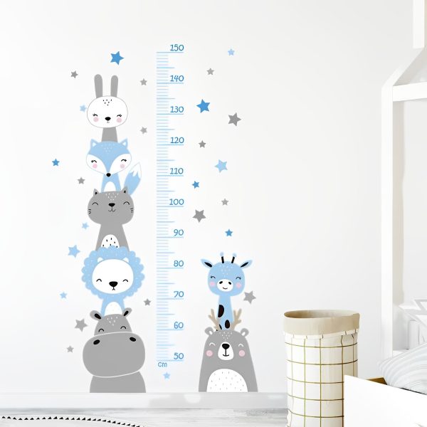 Blue Grey Animals • Height Ruler ]Sticker Set