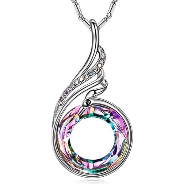 Phoenix • Rhodium Plated 925 Sterling Silver Necklace with Swarovski Elements