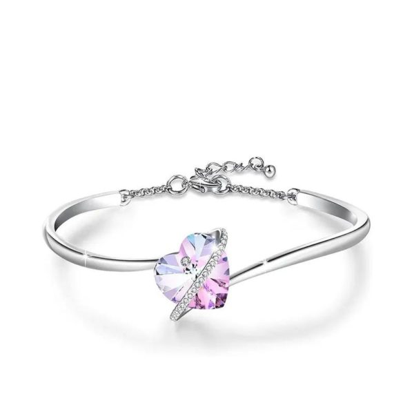 Tied Heart • Rhodium Plated 925 Sterling Silver Bracelet with Swarovski Elements