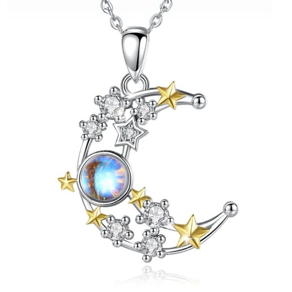 Starry Moon • Rhodium Plated 925 Sterling Silver Necklace