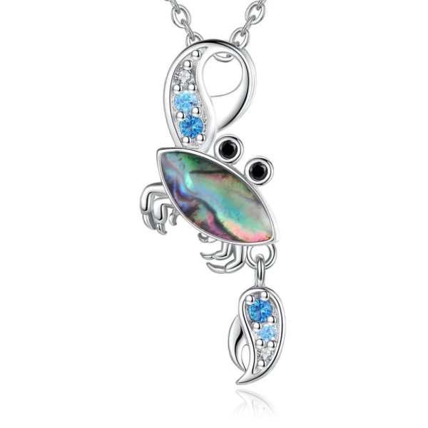 Crab • Rhodium Plated 925 Sterling Silver Mother of Pearl Necklace