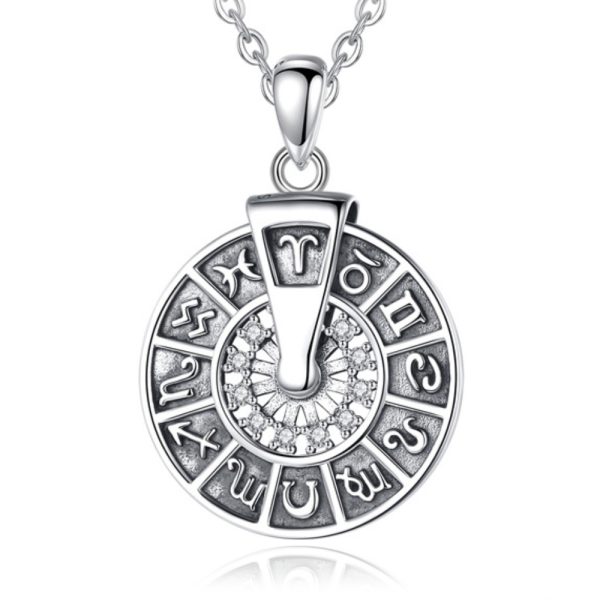 Zodiac Wheel • Vintage 925 Sterling Silver Necklace
