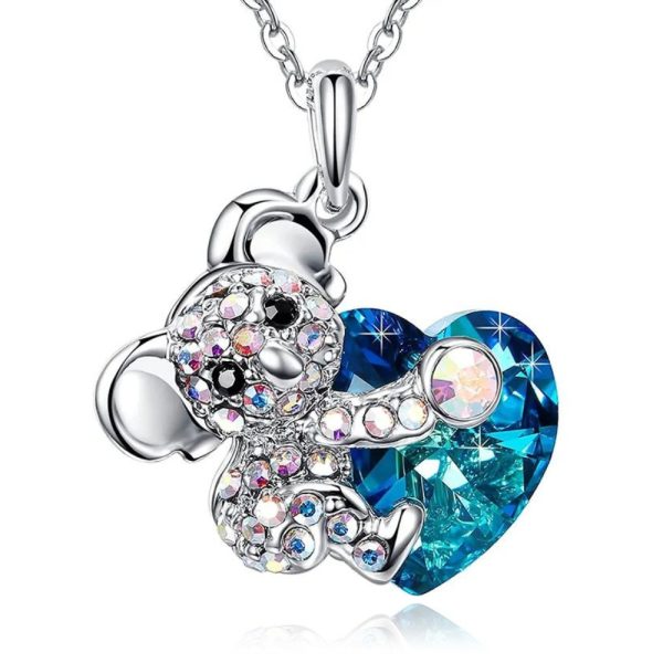 Krystal Koala • Rhodium Plated 925 Sterling Silver Necklace with Swarovski Elements