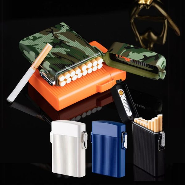 HEAVY-DUTY WATERPROOF CIGARETTE CASE WITH COIL LIGHTER