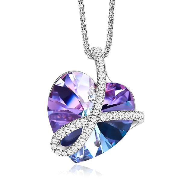 Tied Heart • Rhodium Plated 925 Sterling Silver Necklace with Swarovski Elements