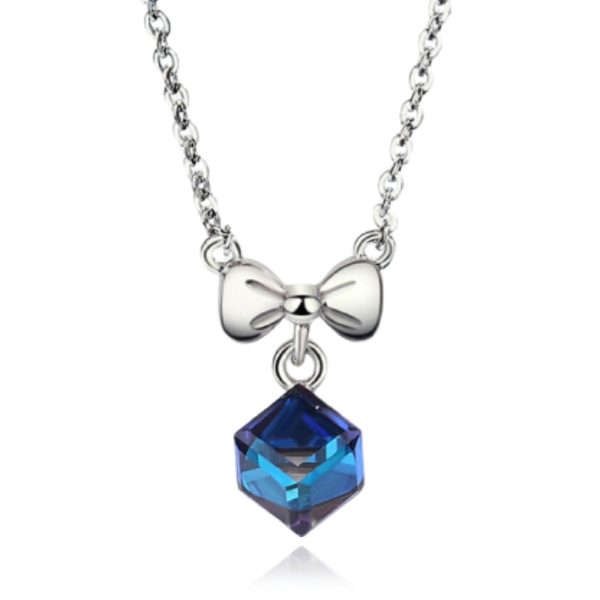 Little Cube • Rhodium Plated 925 Sterling Silver Necklace with Swarovski Elements