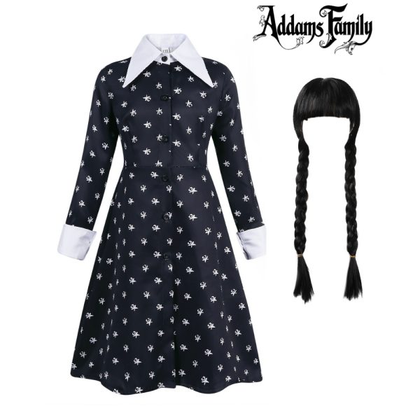 WEDNESDAY ADDAMS • Deluxe Girls Costume with Wig