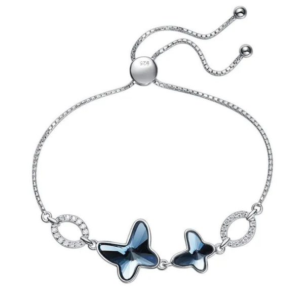 Butterflies • Rhodium Plated 925 Sterling Silver Bracelet with Swarovski Elements