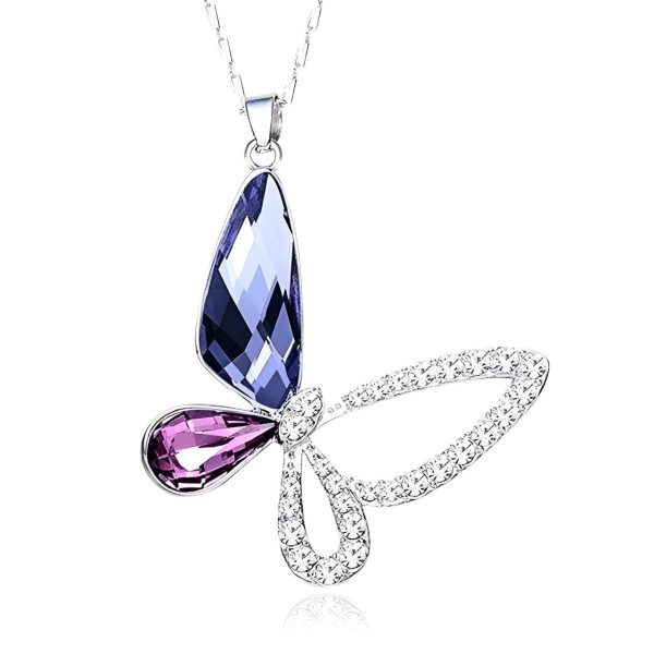 Butterfly • Rhodium Plated 925 Sterling Silver Necklace with Swarovski Elements