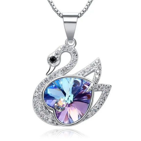 Swan • Rhodium Plated 925 Sterling Silver Necklace with Swarovski Elements