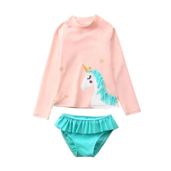 Girls 2-Piece Swimwear Rash Guard UPF 50+ • Unicorn