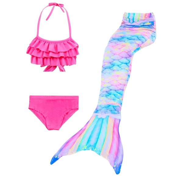 Girls 3-Piece Mermaid Swimwear • Pastel Colors