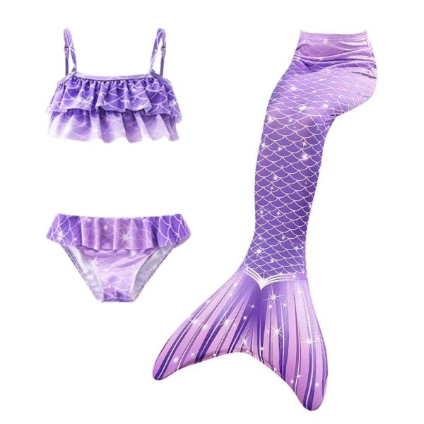 Girls 3-Piece Mermaid Swimwear • Purple