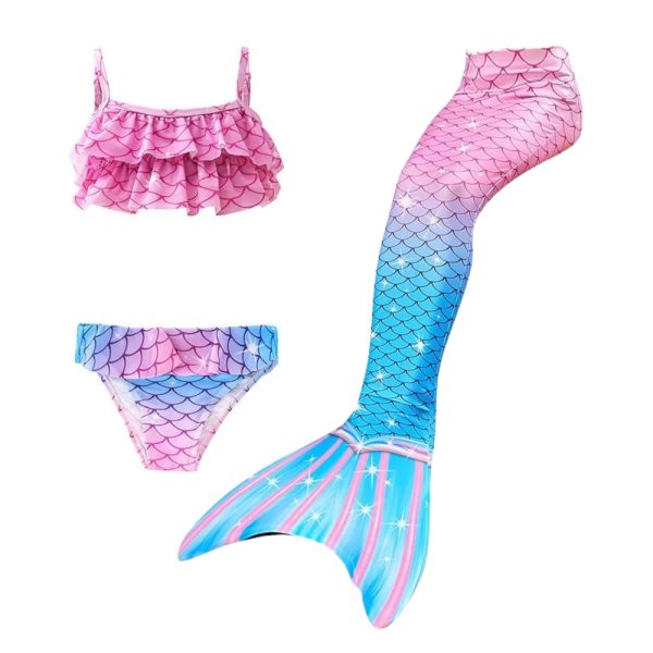 Girls 3-Piece Mermaid Swimwear • Pink Blue